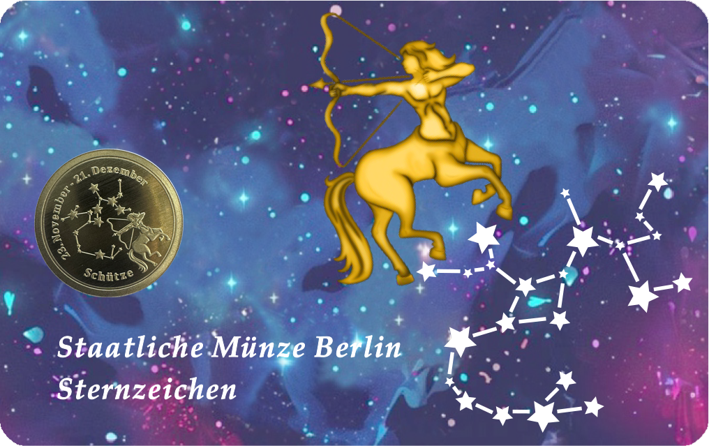 Sternzeichen-Coin Card mit 1 g Feingold &ndash; Sch&uuml;tze