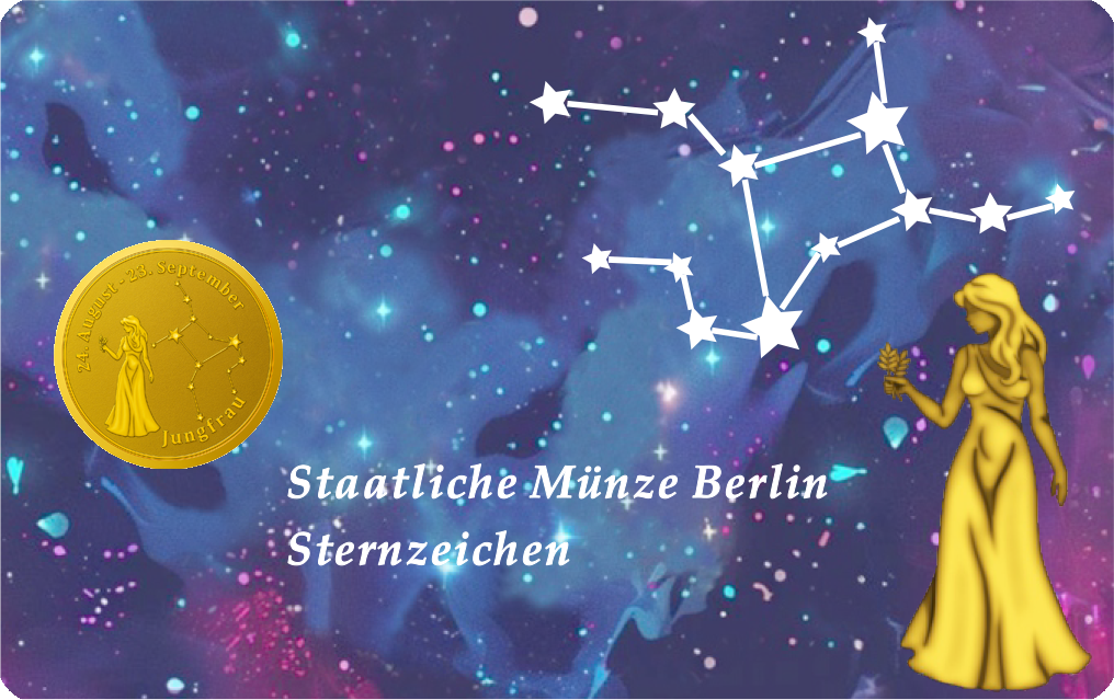 Sternzeichen-Coin Card mit 1 g Feingold &ndash; Jungfrau