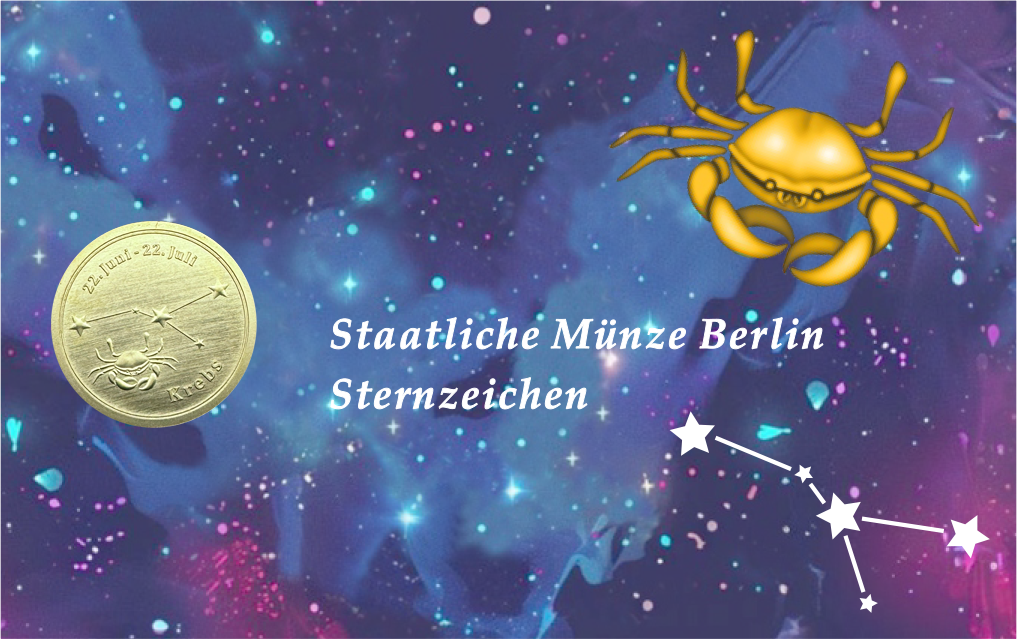 Sternzeichen-Coin Card mit 1 g Feingold &ndash; Krebs