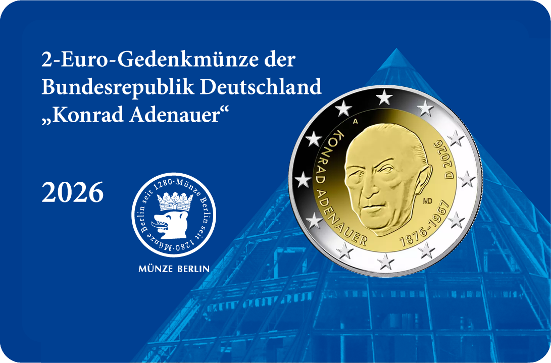 2-Euro Gedenkm&uuml;nze 2026 - Konrad Adenauer