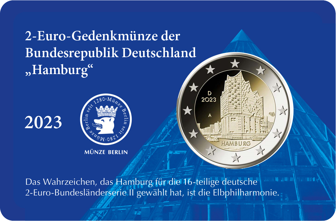 2-Euro Münze 2023 Coin-Card  Hamburg „Elbphilharmonie“