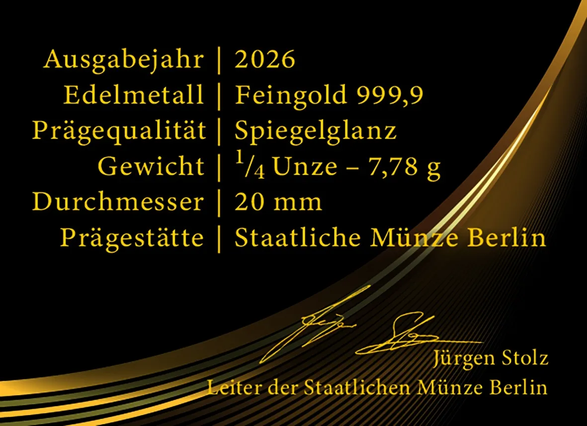 Gold Quadriga 2026 1/4 Unze