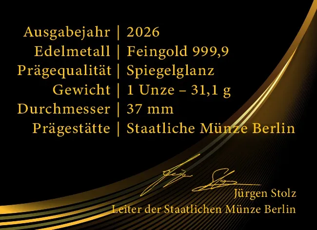 Gold Quadriga 2026 1 Unze