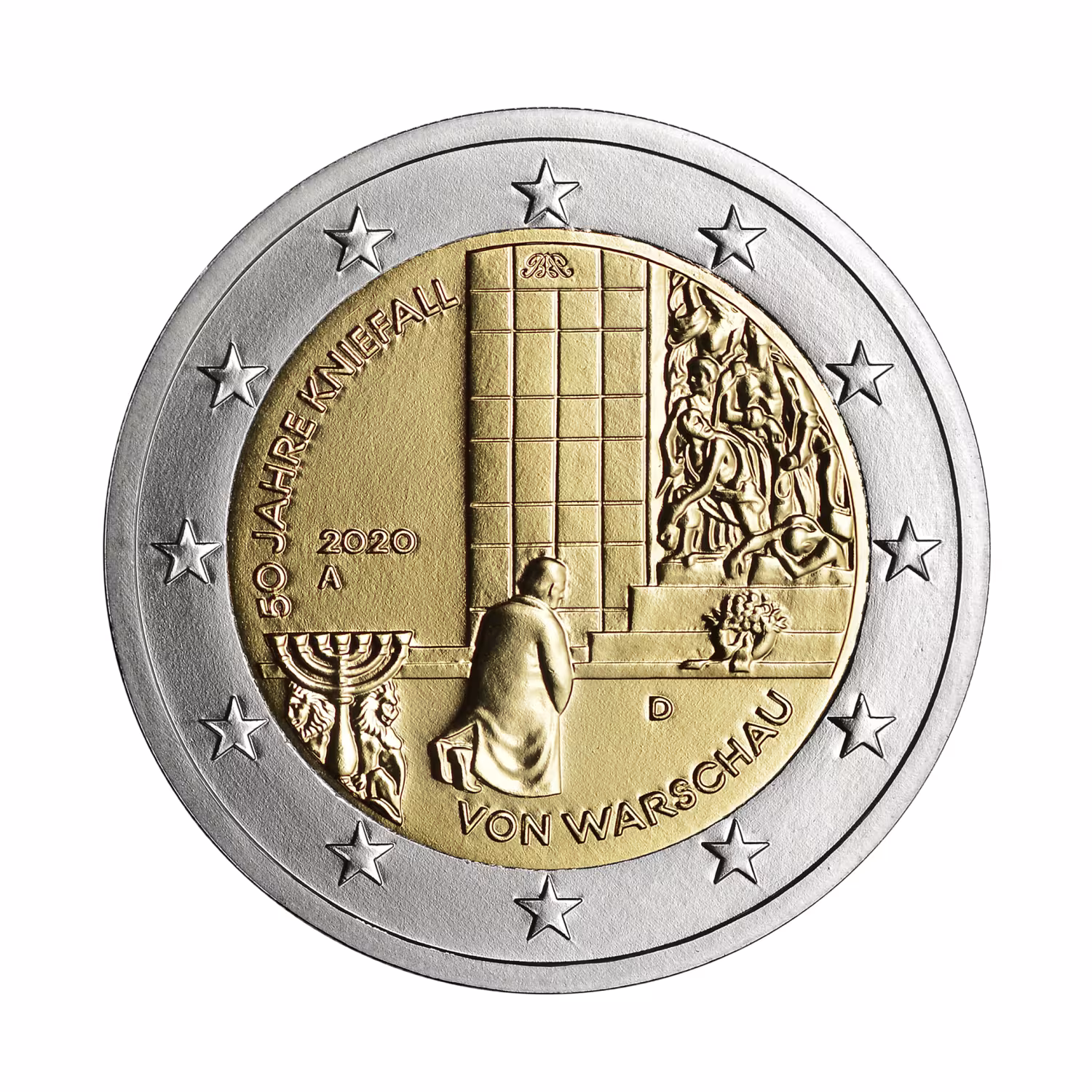 2-Euro M&uuml;nze -Coin-Card "50 Jah­re Knie­fall von War­schau