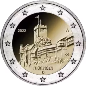 2-Euro Gedenkm&uuml;nze 2022 - Th&uuml;ringen Wartburg