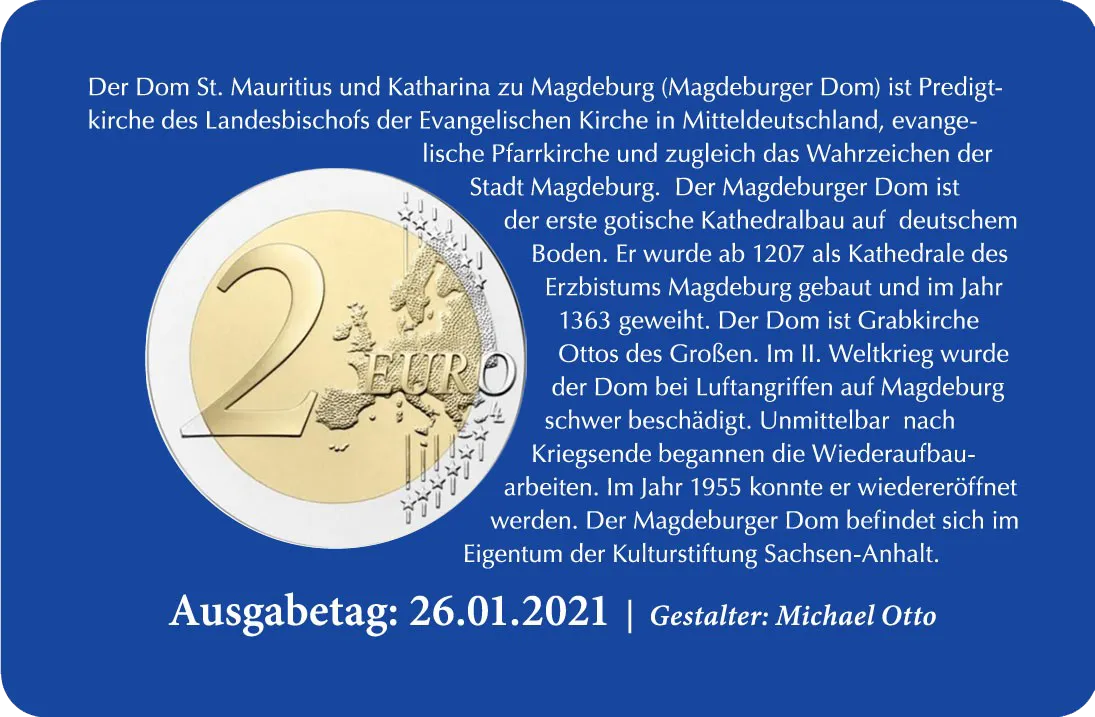 2-Euro Gedenkm&uuml;nze 2021 - Sachsen-Anhalt