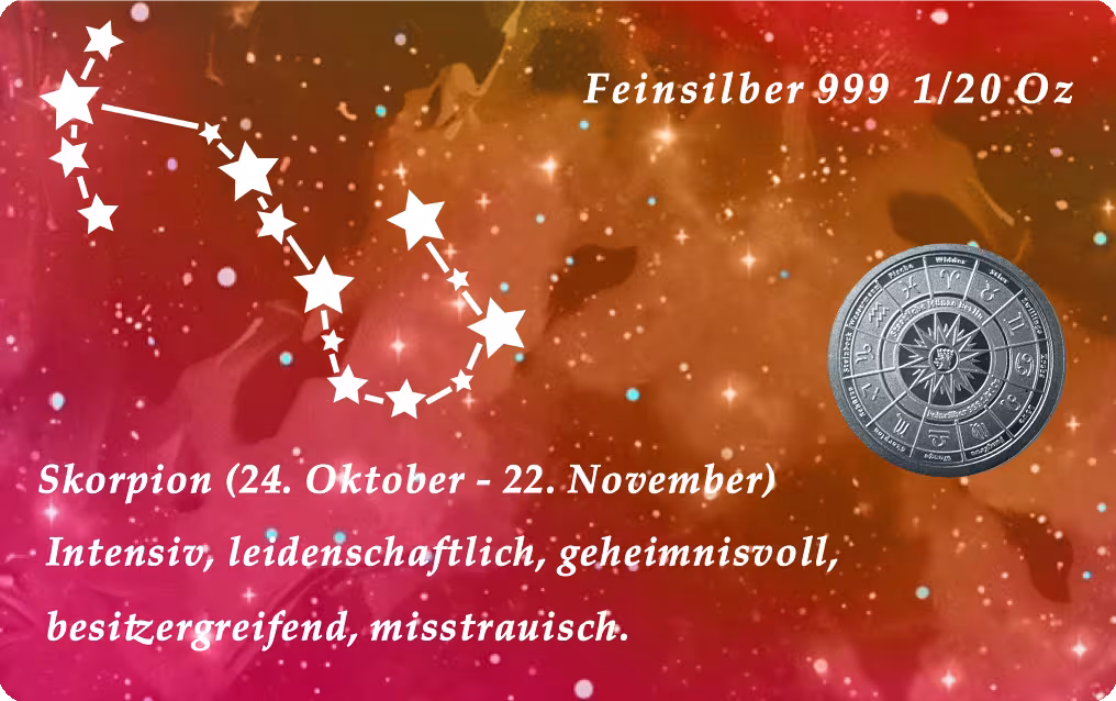 Sternzeichen - Skorpion - 1/20 Unze 999 Feinsilber &ndash;