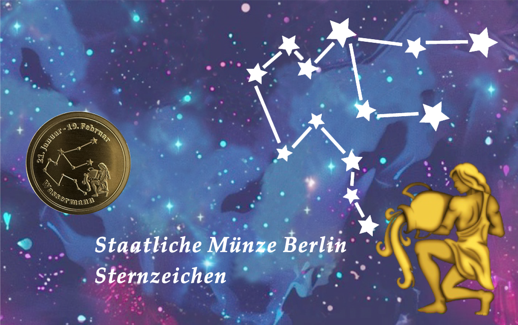 Sternzeichen-Coin Card mit 1 g Feingold &ndash; Wassermann