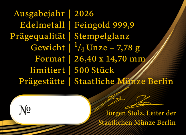 Zertifikat Gold Panda 2026 1/4 Unze