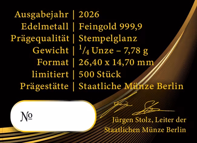 Zertifikat Gold Panda 2026 1/4 Unze