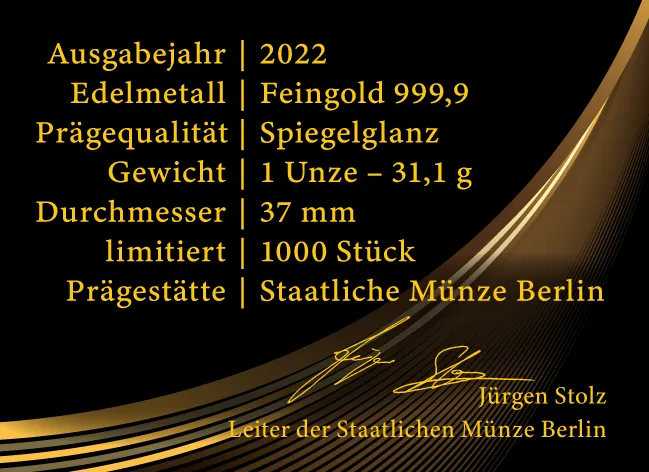 Erstausgabe 1 Unze Gold Quadriga