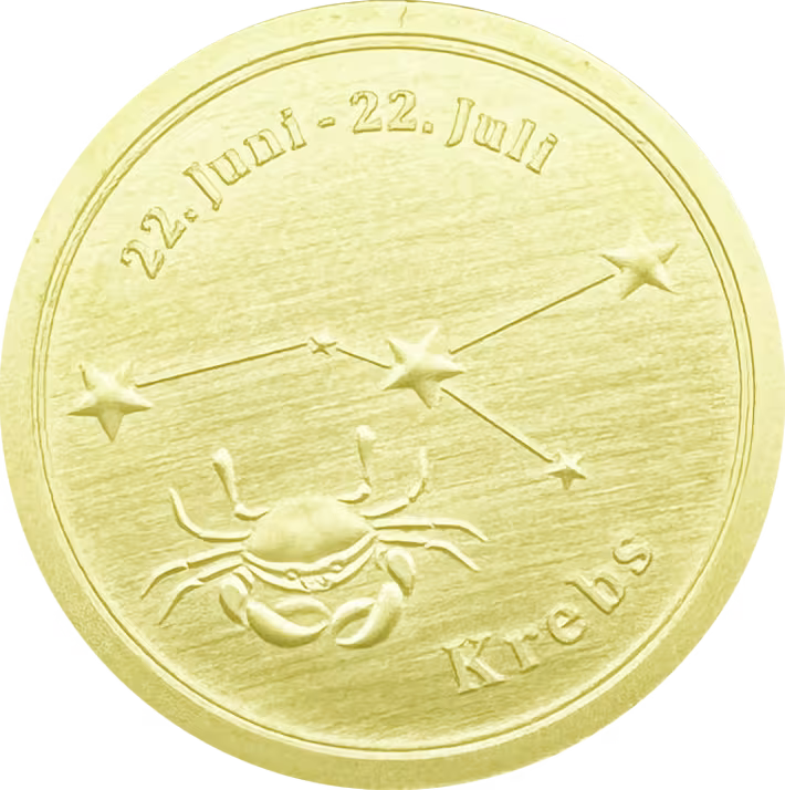 Sternzeichen-Coin Card mit 1 g Feingold &ndash; Krebs