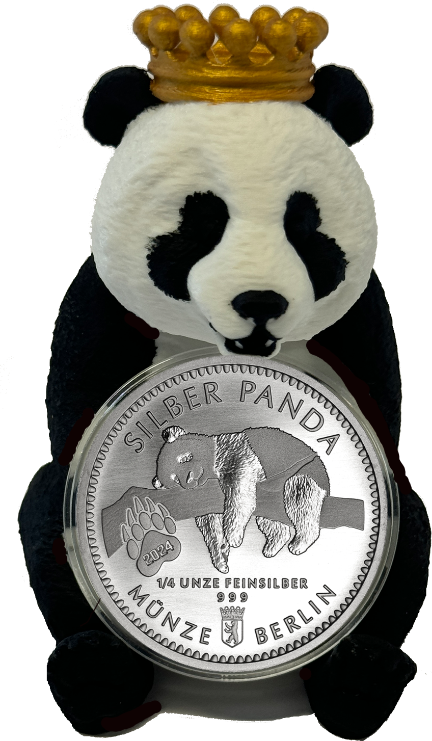 Silber Panda 2024 mit Panda B&auml;r Aufsteller