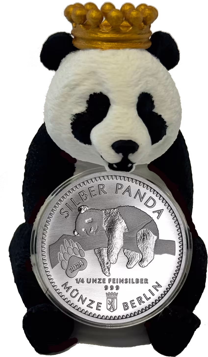 Silber Panda 2024 mit Panda B&auml;r Aufsteller