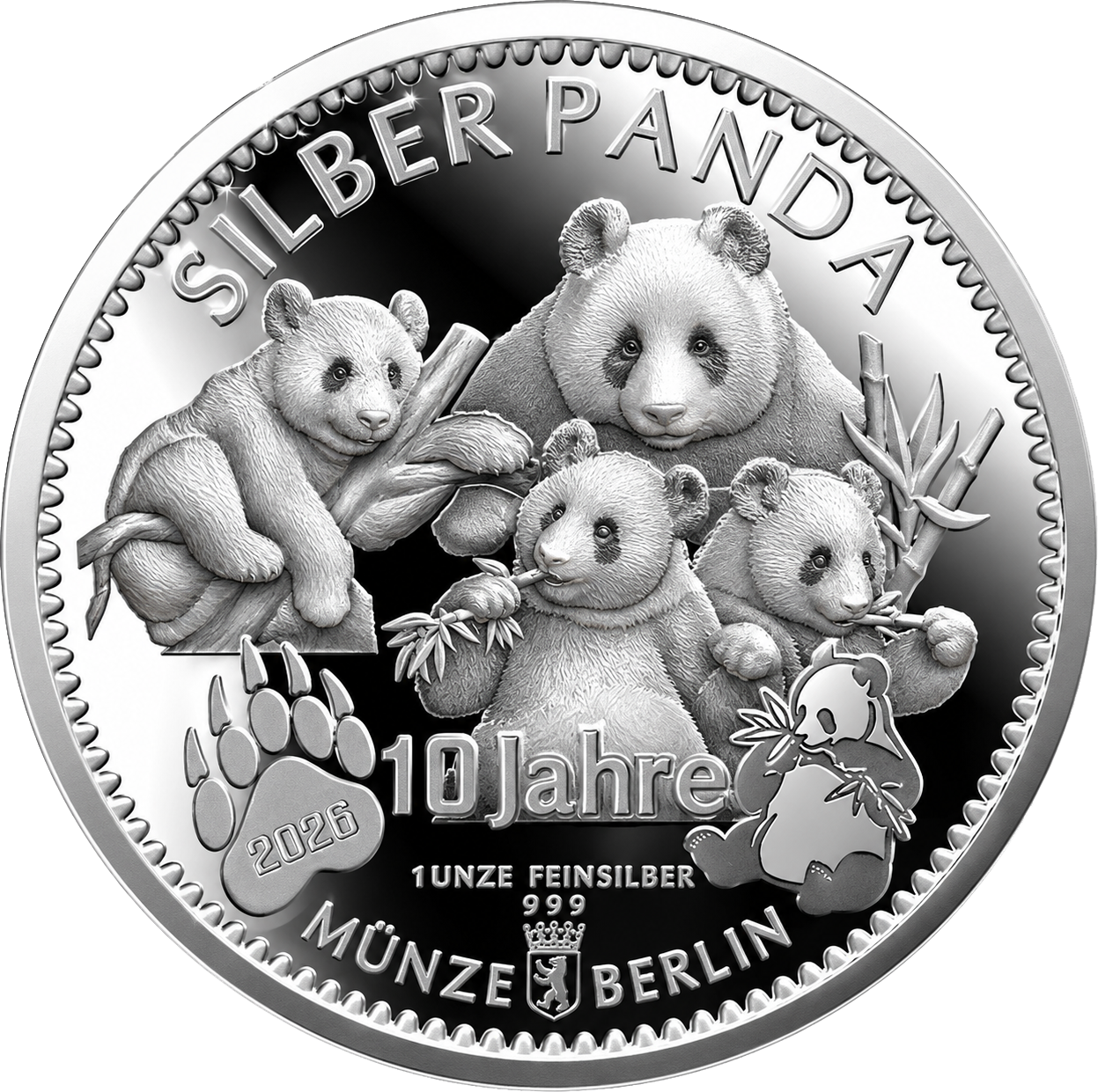 Silber Panda 2026 XL-Format 65 mm