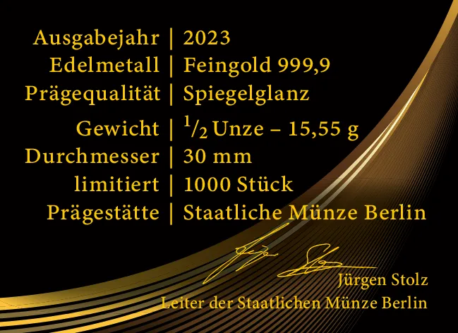 Gold Quadriga 2023 1/2 Unze