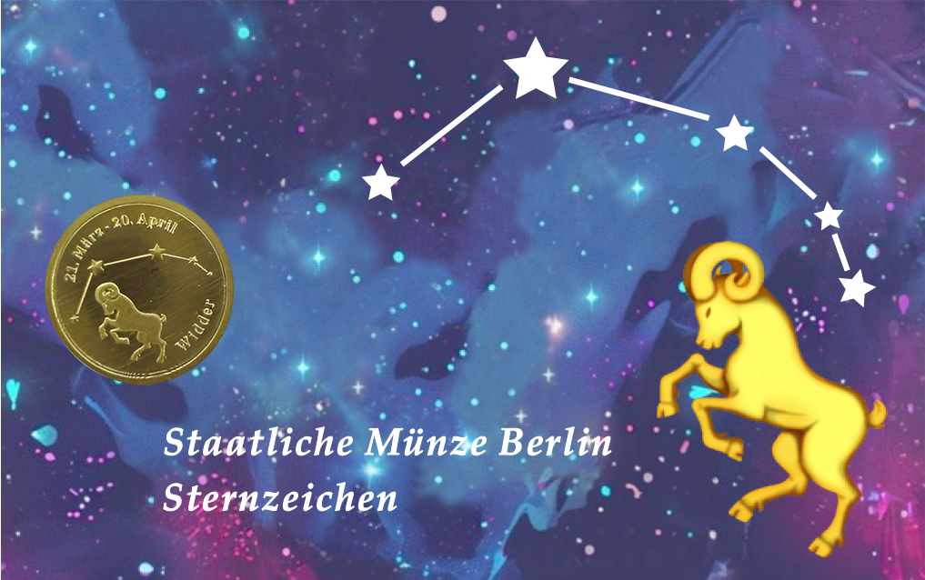Sternzeichen-Coin Card mit 1 g Feingold &ndash; Widder