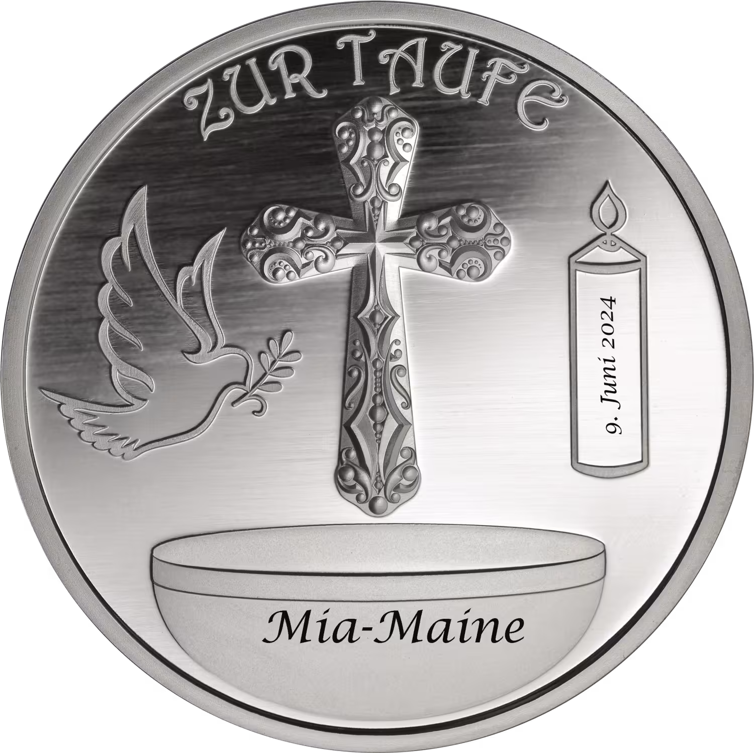 Taufmedaille mit Gravur "Silber Edition"