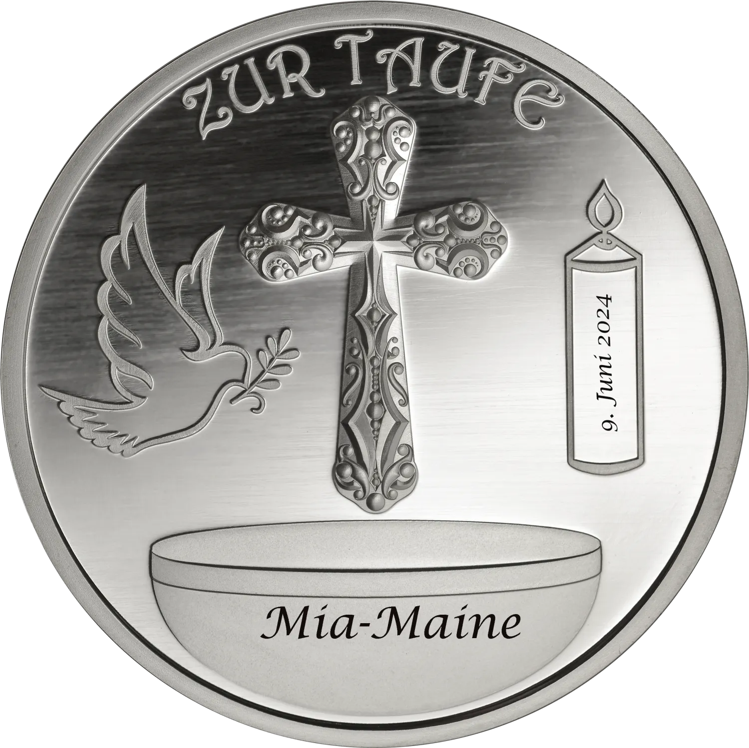 Taufmedaille mit Gravur "Silber Edition"