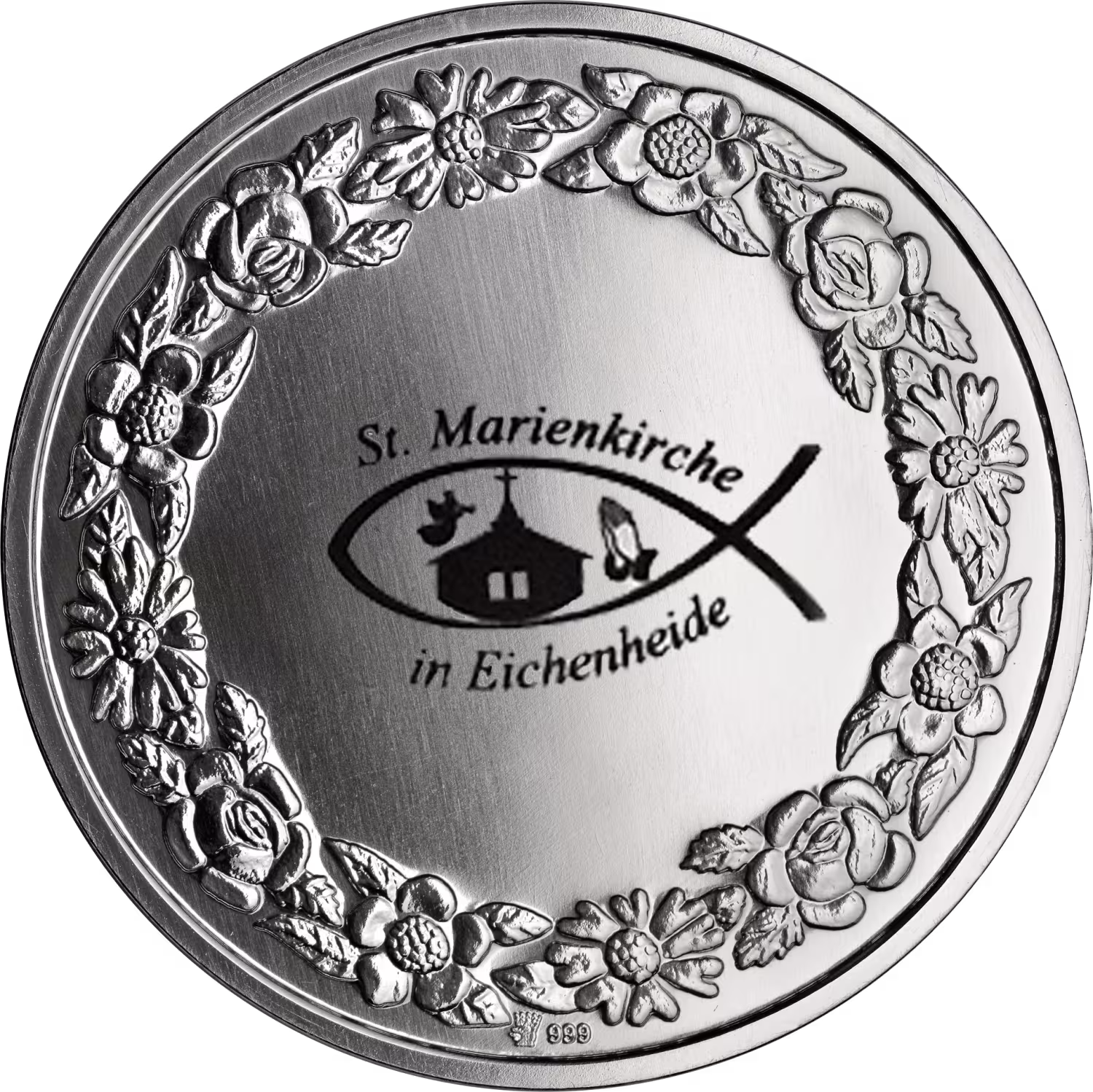 Kommunionsmedaille 999 Feinsilber, mit individueller Gravur - Motiv 2