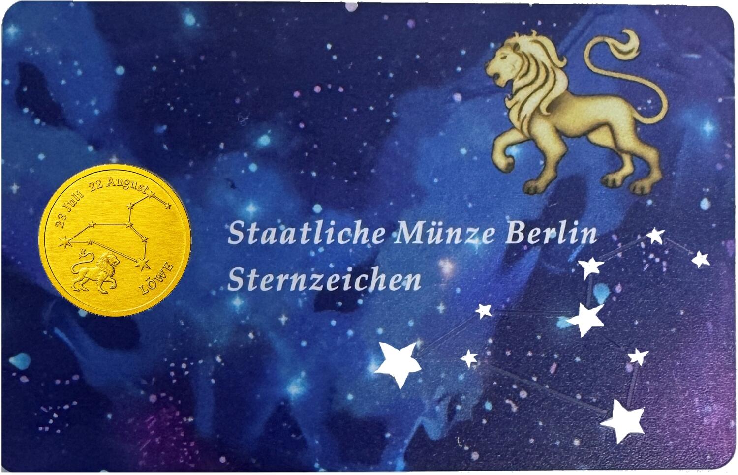 Sternzeichen-Coin Card mit 1 g Feingold &ndash; L&ouml;we