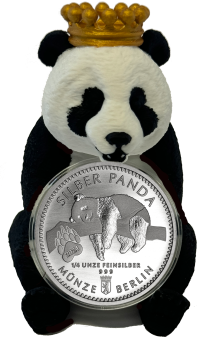Silber Panda 2024 mit Panda Bär Aufsteller