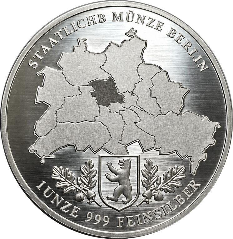 Silber Quadriga 2027 1 Unze - Landkarte von Berlin