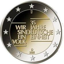 2-Euro Gedenkm&uuml;nze 2025 - 35 Jahre Deutsche Einheit