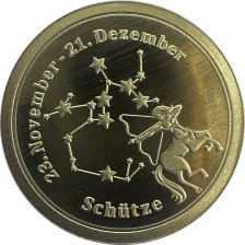 Sternzeichen-Coin Card mit 1 g Feingold &ndash; Sch&uuml;tze
