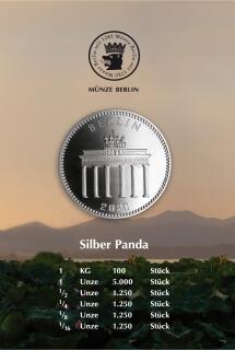 Silber Panda 2020 1 Unze Feinsilber