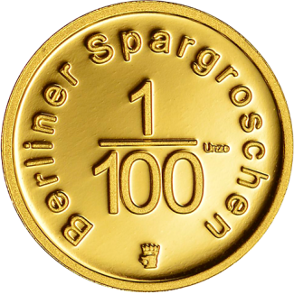 Berliner Spargroschen 1/100 Au mit Münztasche