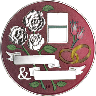 Eiserne Hochzeit - mit Gravur und edler Farbverzierung 50 g Feinsilber