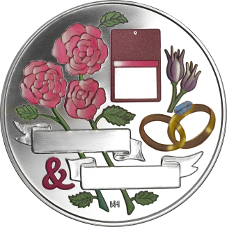 Diamantene Hochzeit - mit Gravur und edler Farbverzierung 50 g Feinsilber
