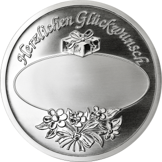 Glückwunschmedaille Cu-versilbert mit Foto