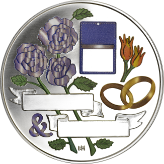 Silberhochzeit - mit Gravur und edler Farbverzierung 50 g Feinsilber