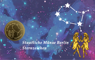 Sternzeichen-Coin Card mit 1 g Feingold – Zwillinge