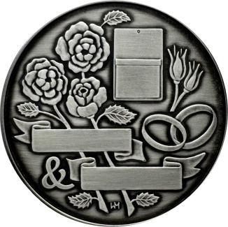 Hochzeitsmedaille patiniert - Cu-versilbert