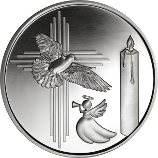 Kommunionsmedaille 999 Feinsilber, mit individueller Gravur