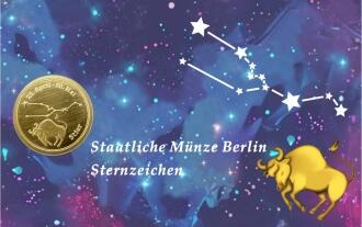 Sternzeichen-Coin Card mit 1 g Feingold – Stier - Sternzeichen in 999,9 Feingold Stier