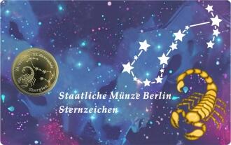 Sternzeichen-Coin Card mit 1 g Feingold – Skorpion
