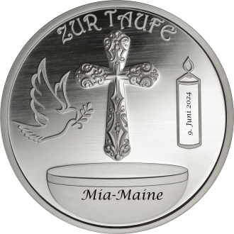 Taufmedaille mit Gravur Silber Edition