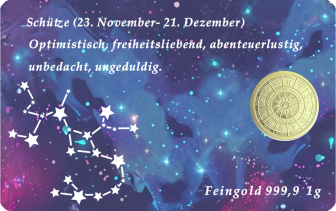 Sternzeichen-Coin Card mit 1 g Feingold &ndash; Sch&uuml;tze