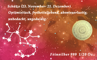 Sternzeichen - Sch&uuml;tze- 1/20 Unze 999 Feinsilber