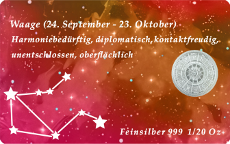 Sternzeichen - Waage - 1/20 Unze 999 Feinsilber