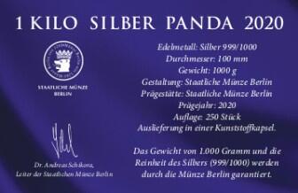 1 Kilo SILBER PANDA 2020