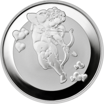 Hochzeitsmedaille Amor mit Gravur Silber Edition 50 g Feinsilber