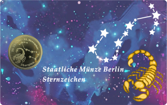Sternzeichen-Coin Card mit 1 g Feingold – Skorpion