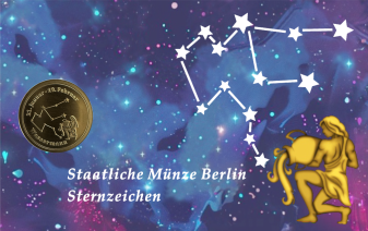 Sternzeichen-Coin Card mit 1 g Feingold – Wassermann