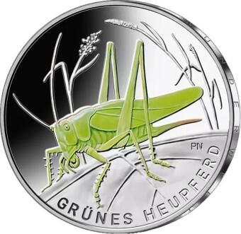 5 Euro-Sammlermünze - Grünes Heupferd - Vorderseite 5 Euro Grünes Heupferd