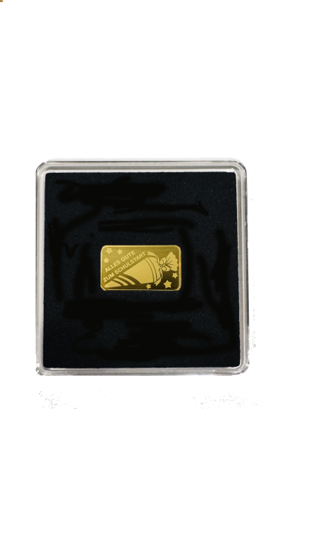 Zur Einschulung - Goldbarren mit pers. Gravur - Goldbarren mit Kapsel